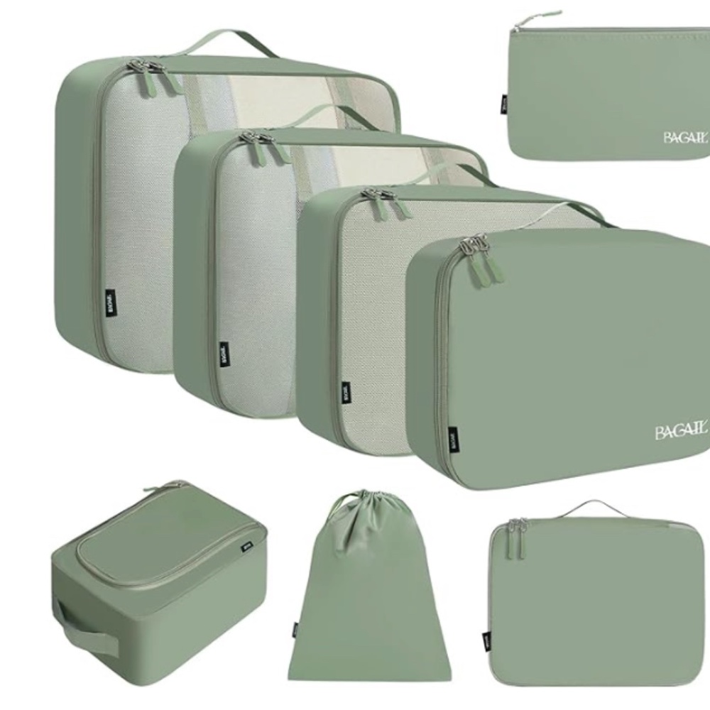 Set of Packing Cubes - Luggage Packing Organizers (Matcha Green)